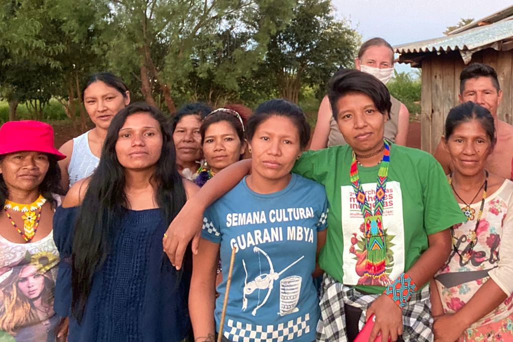 A group of Guarani women posing for a picture together
