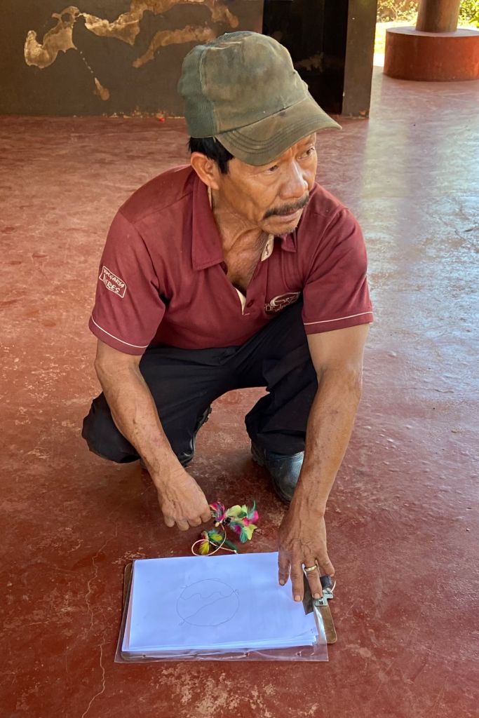 Old Guarani man drawing