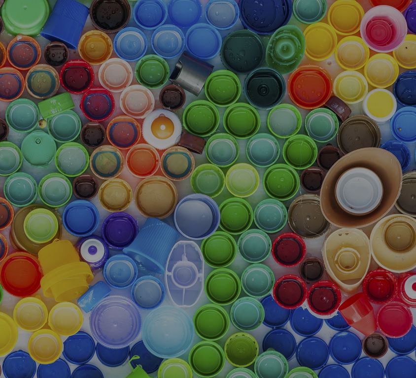 Recycled Plastic Bottle Caps. Colorful Abstract Background